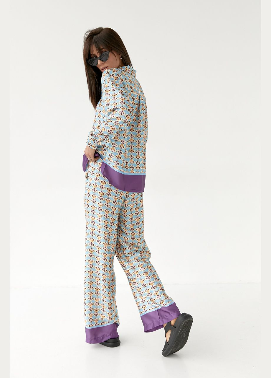 Атласний женский костюм в пижамном стиле 9216 Lurex (280909958)