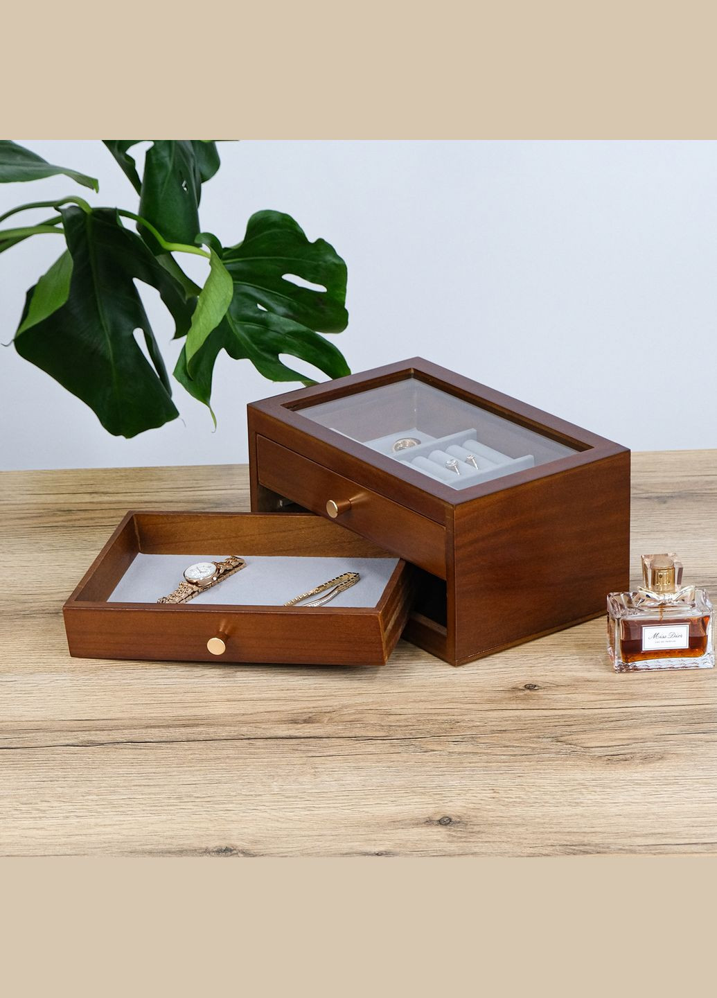 Шкатулка для прикрас двошарова дерев'яна липа см (JZ-036-1) Гранд Презент (322190807)