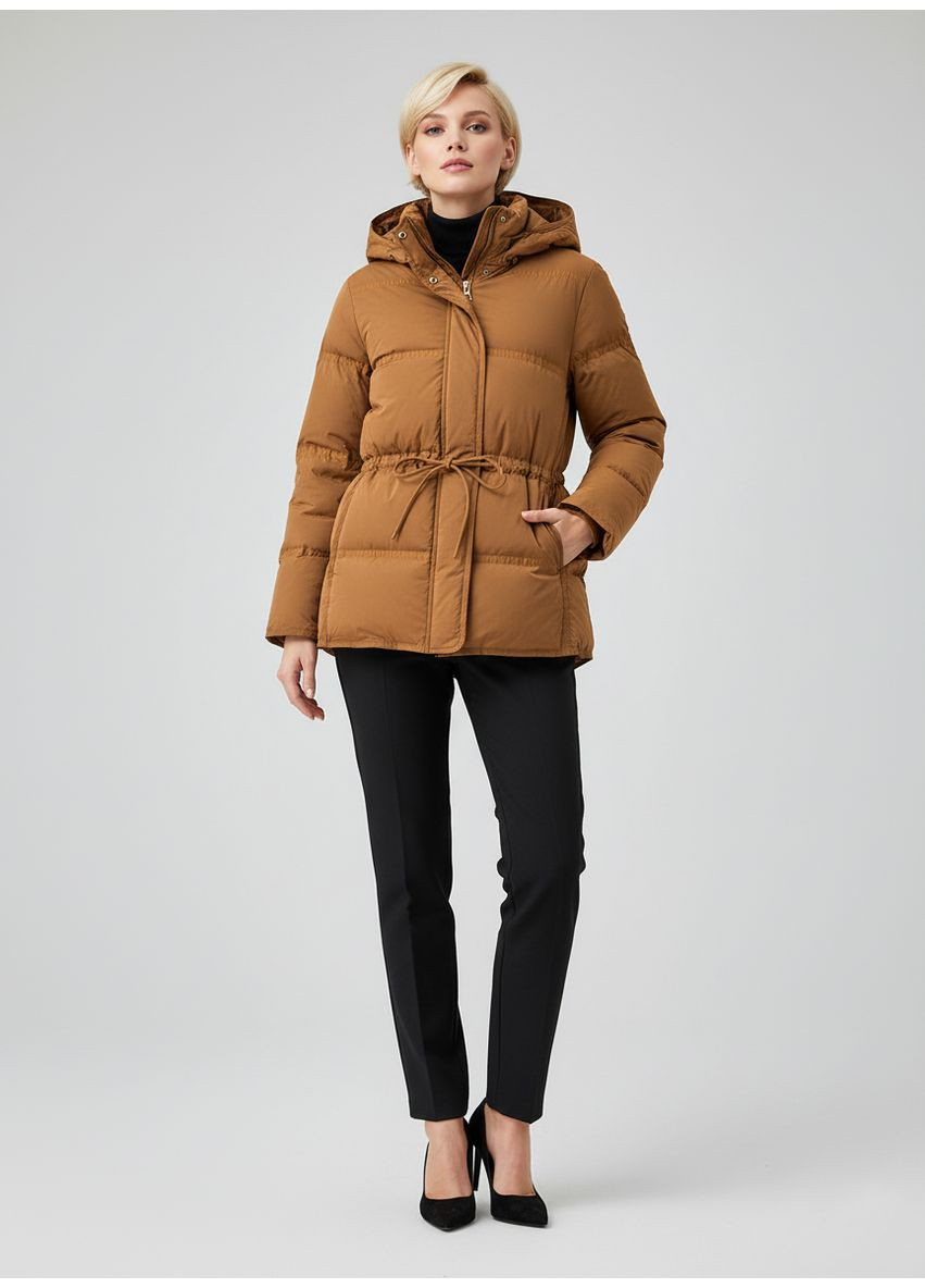 Коричневая демисезонная женская демисезонная пуховая куртка dc-101 коричневый Forza Viva