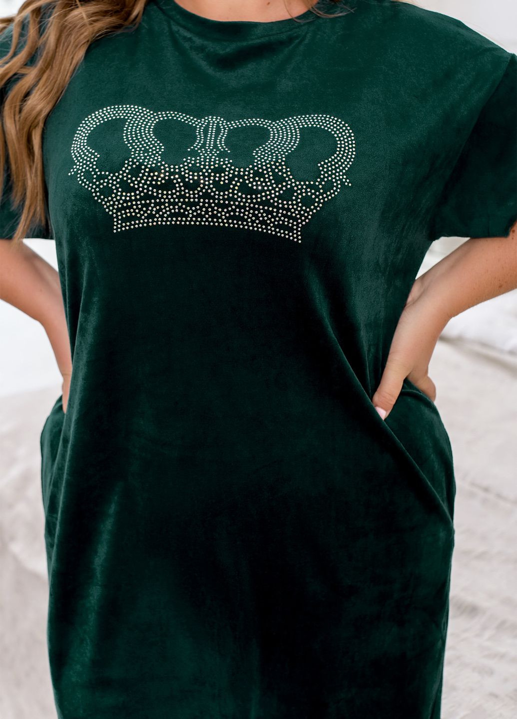 Зелена повсякденний, домашній домашня сукня сукня-футболка, балон No Brand однотонна