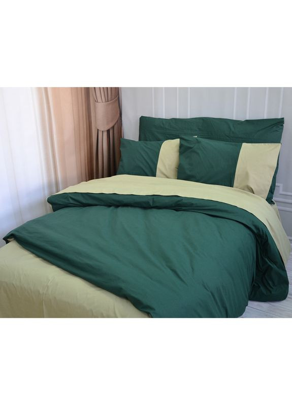 Постільна білизна PREMIERE Темнозелене/Світла оливка Ранфорс Полуторна MERISET (278256322)