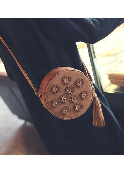 Жіноча кругла стьобана сумочка клатч з екошкіри чорна ProDobro (363136371)