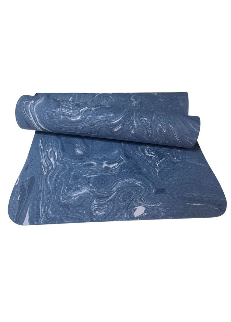 Килимок для йоги та фітнесу TPE 183*61*0.6 см, синьо-білий No Brand (342740871)