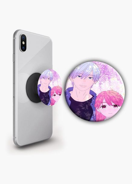 Держатель для телефона PopSockets Аниме Любовь на кончиках пальцев #03 Черный No Brand (304503656)