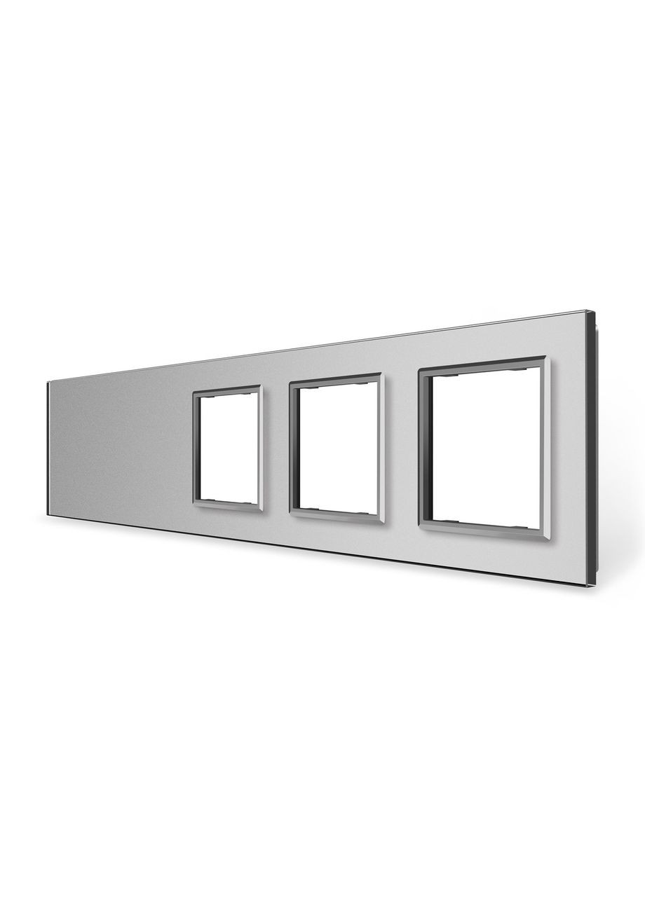 Рамка 5-постова порожня Х сенсорів 3 розетки (Х-Х-0-0-0), загартоване скло, сіра, 365×80 мм (VL-P700/00/E/E/E-10I) Livolo (370971461)