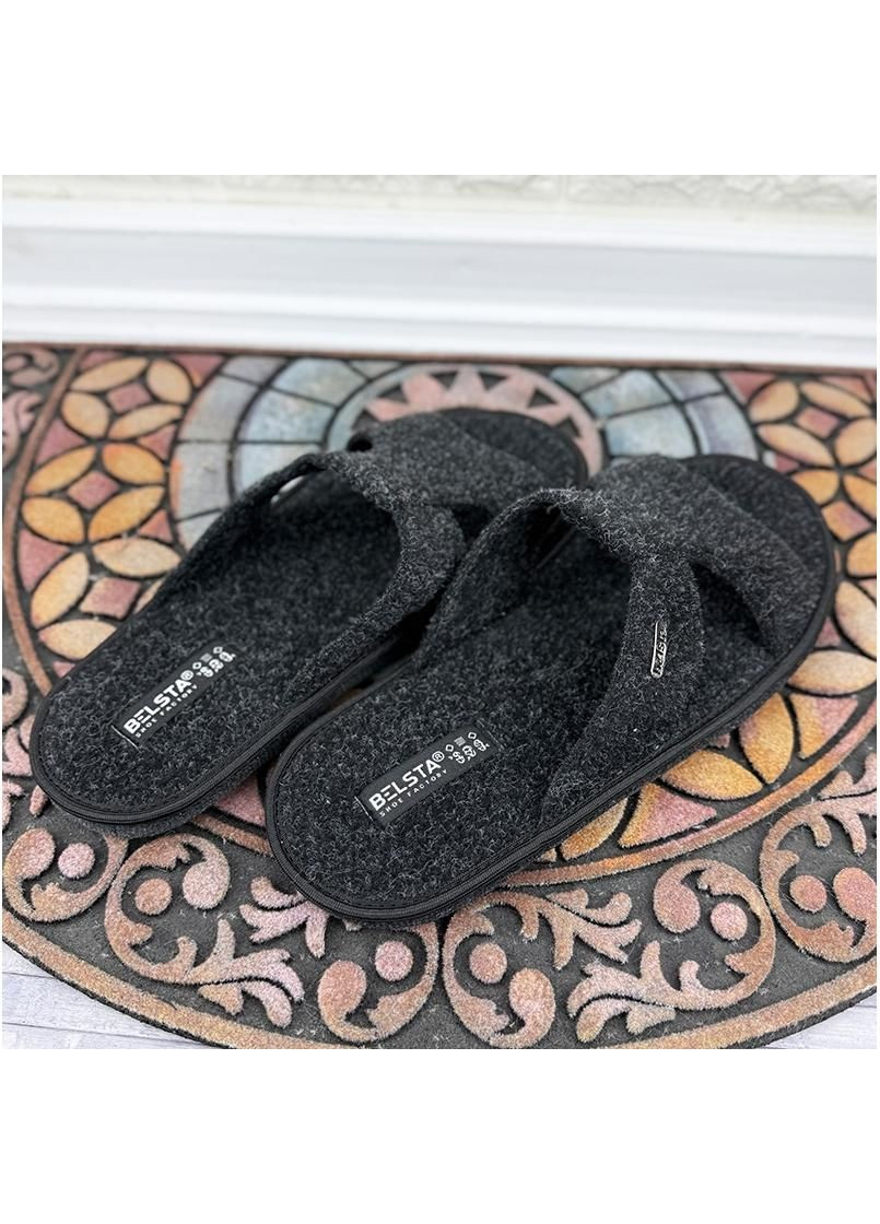 Черные чоловiчi тапочки кiмнатнi войлочнi vs-002204-1 чорнi No Brand