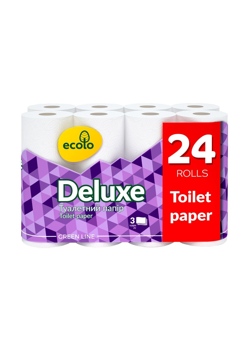 Папір туалетний Ecolo Deluxe білий 3 шари, 24 рулони Ruta (347245965)