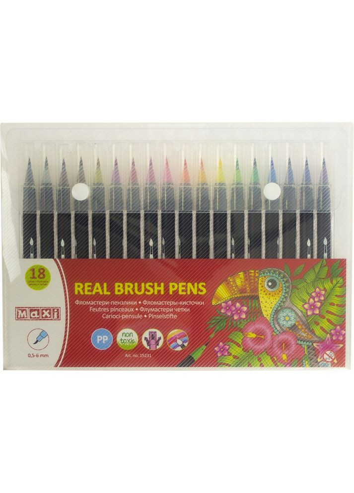 Фломастерыкисти Maxi Real Brush 18 цветов MX15231 (4044572152312) No Brand (292709377)