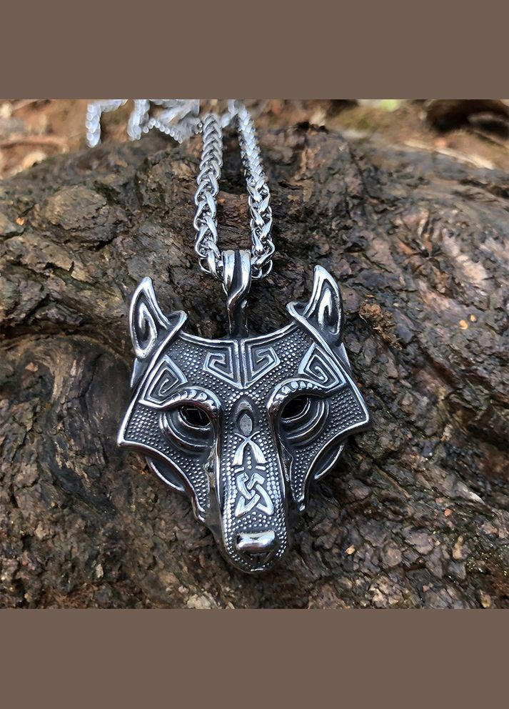 Кулон із ланцюжком чоловічий амулет підвіска вовк Viking (338425396)