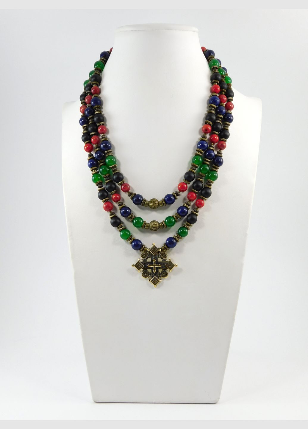 Бусы "Гуцульские мотивы" Шунгит, Хризопраз, Лазурит, Коралл Fursa fashion (322315683)