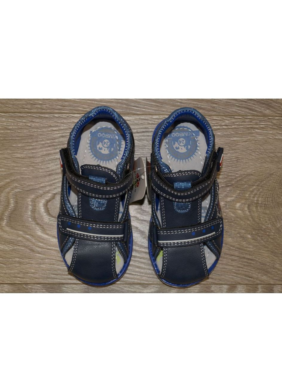 Темно-синие повседневные сандалии для мальчика с закрытым носком и задником темно-синие Kimboo на липучке