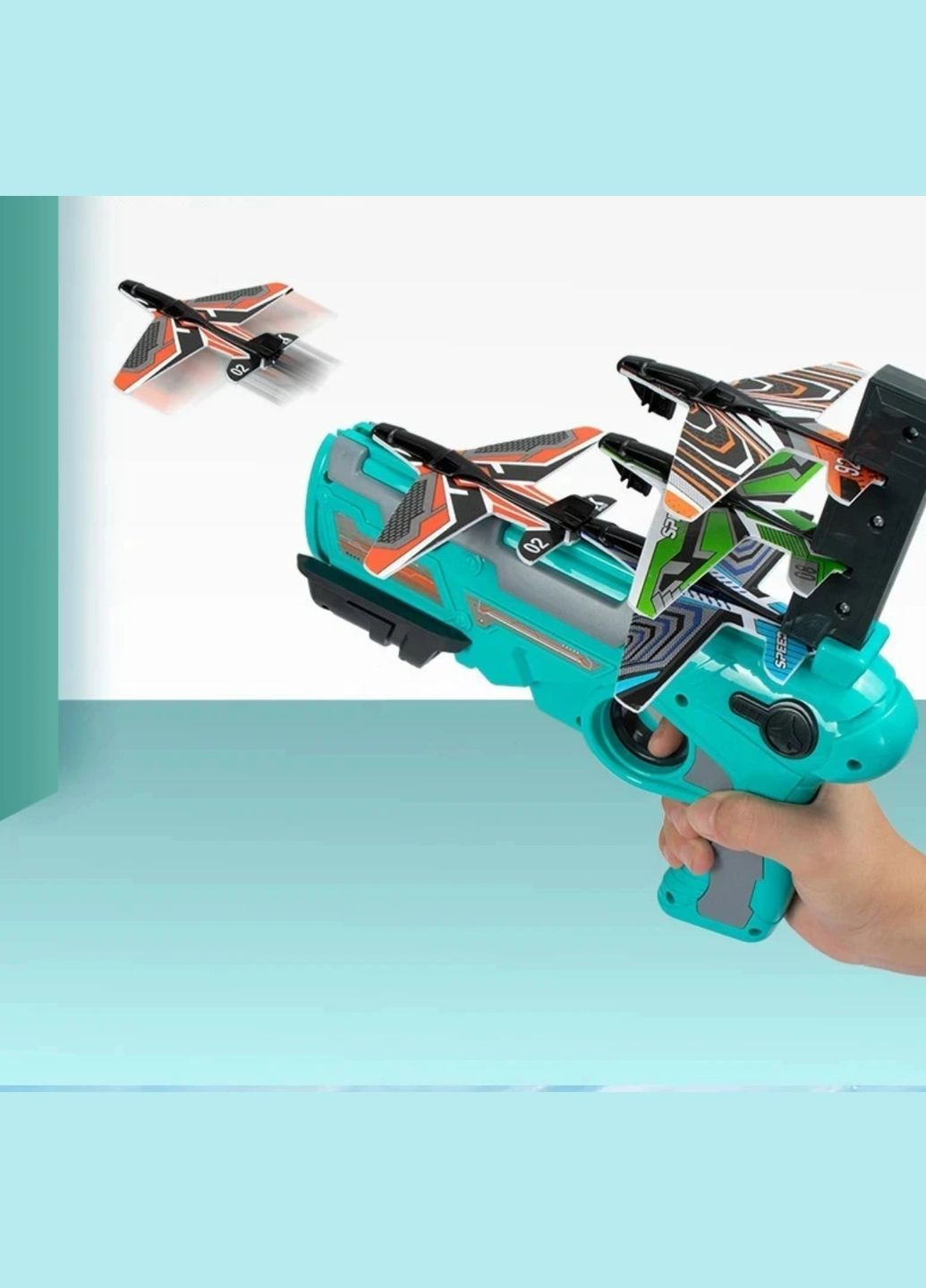 Пістолет запускач з літачками синій No Brand (328586421)