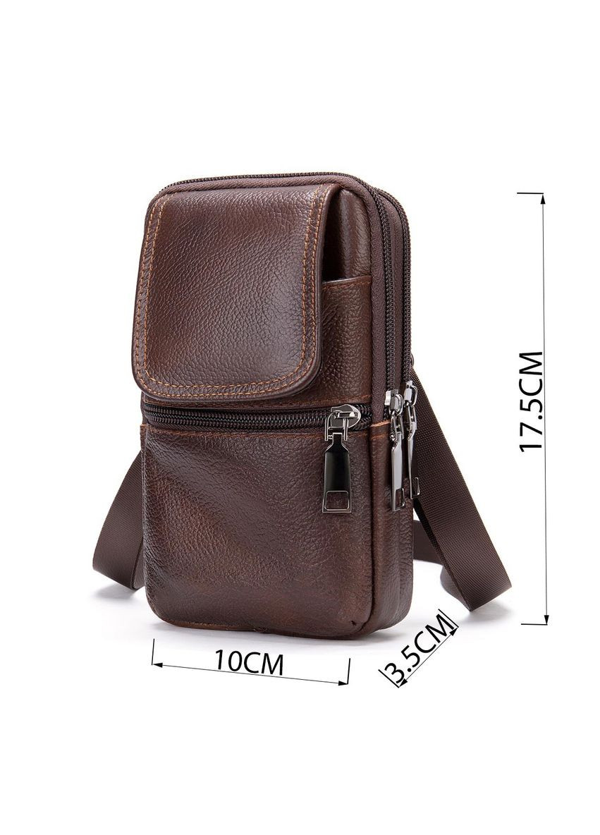 Сумка-барсетка на ремень кожаная брюк 20352 Коричневая Vintage (366881088)
