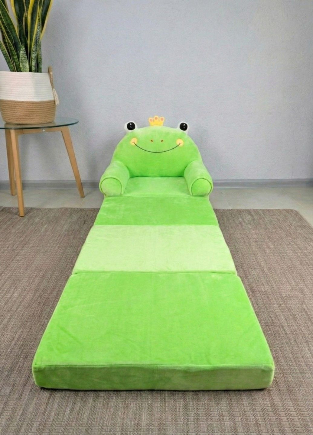 Дитяче крісло іграшка Жабка салатова 4 секції розкладне в ліжко Lalapka (372971790)