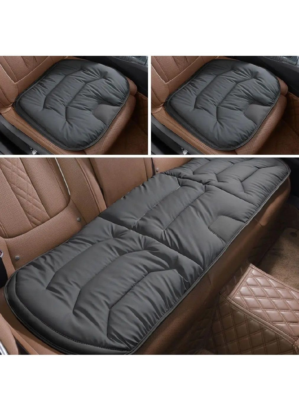 Комплект подушек ортопедических на переднее заднее сидения автомобиля машины из экокожи с пеной памяти (479135-Prob) Черный Unbranded (315844241)