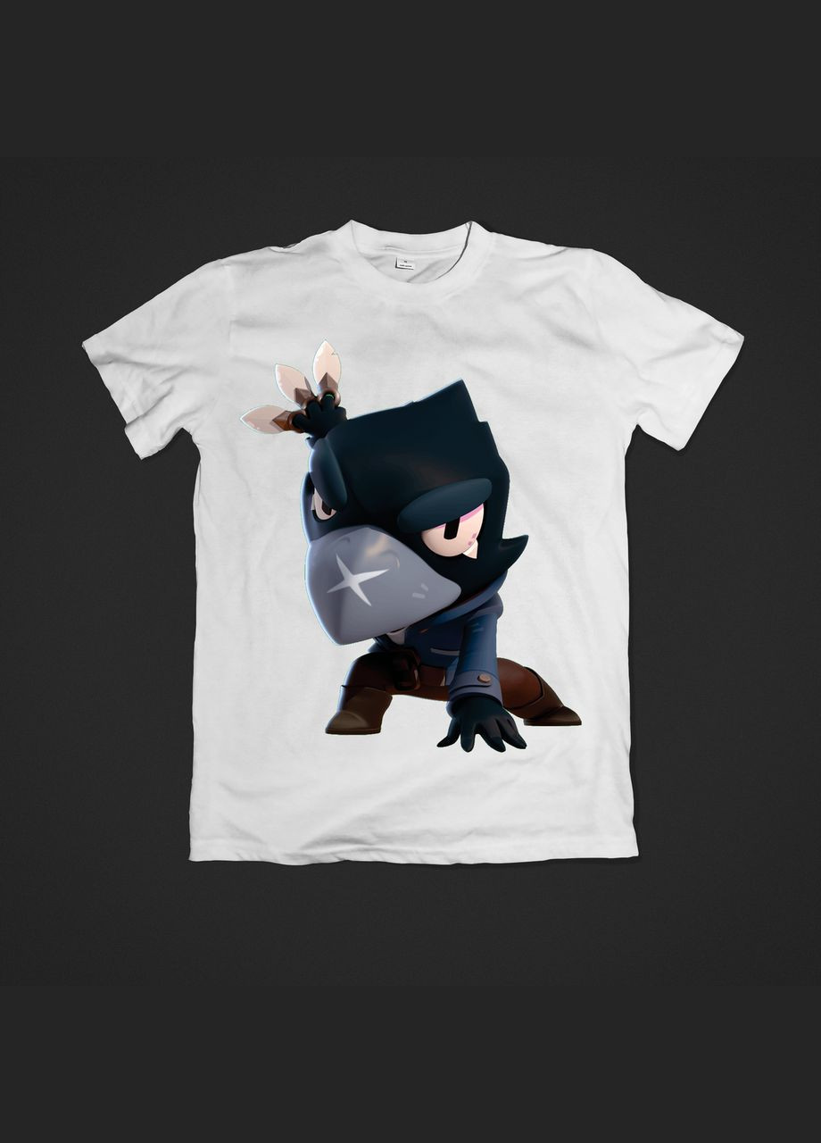 Белая демисезонная футболка youstyle crow 0613 Gildan