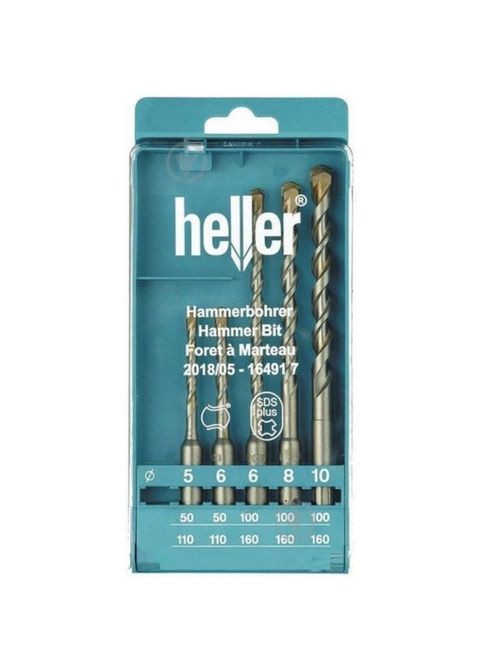 Набор буров по бетону 5/6/6/8/10 мм BIONIC PRO SDS-plus двойное центрирующее острие 2 режущие кромки высока (12620) Heller (298574471)