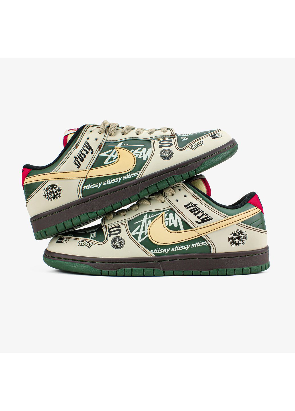 Кросівки жіночі і чоловічі Nike SB Dunk Low x Stussy BMW M3 beige green | Найк СБ Данк низькі бежеві демісезони (369722673)