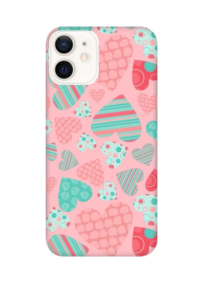 Матовый чехол на iPhone 12/12 Pro:: Разноцветные сердечка (принт 334) Creative (360706071)