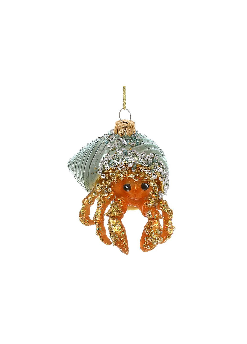 Елочное украшение из стекла Рак отшельник в ракушке с бисером и паетками 10см Home Decor (350937666)