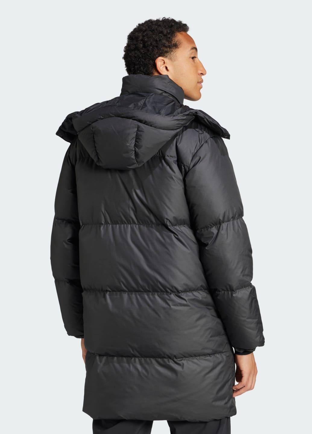 Черная демисезонная пуховик big baffle adidas