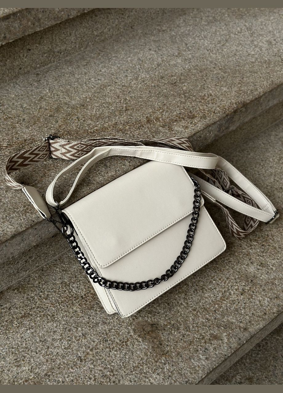 Жіноча класична сумка 2057 крос-боді біла молочна No Brand (299279362)