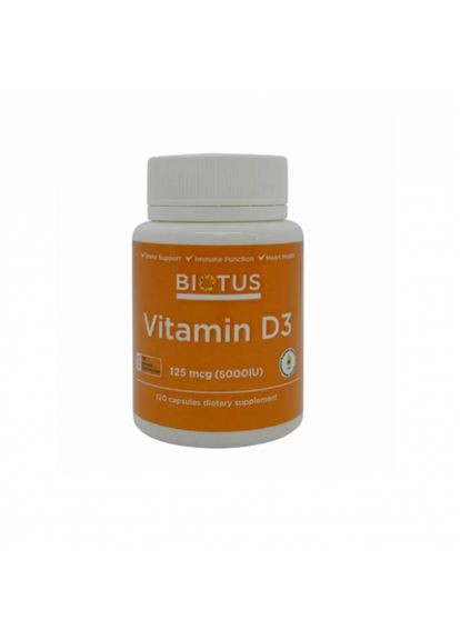 Вітамін Д3, Vitamin D3,, 5000 МЕ, 120 капсул (BIO530098) Biotus (266039116)