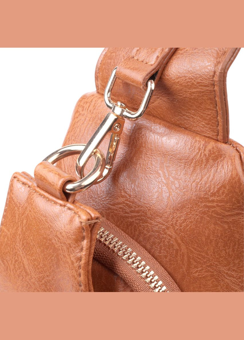 Стильна жіноча слінг сумка через плече з екошкіри рудий 22751 Vintage (362417997)