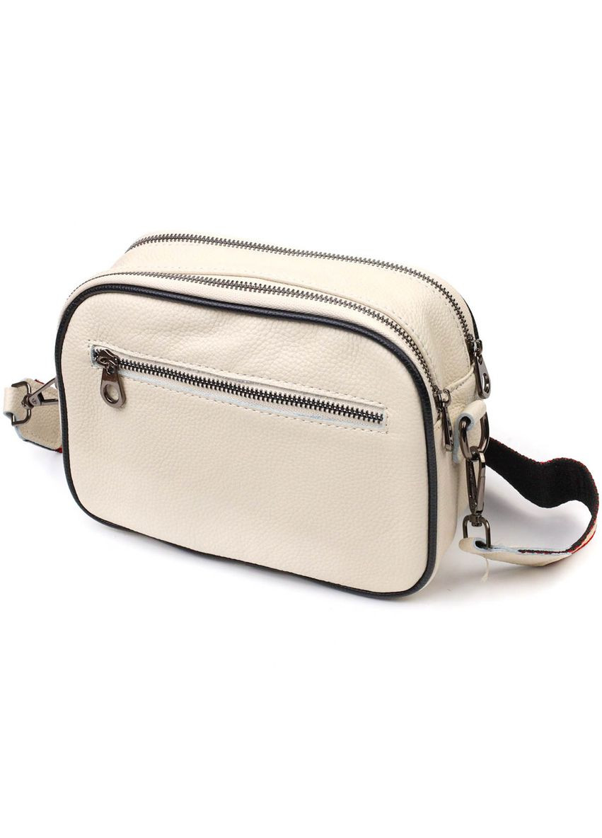 Сумка кросс-боди прямоугольная из натуральной кожи 22117 Белая Vintage (329149086)