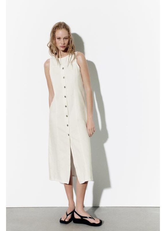 Белое джинсовое платье меди Zara