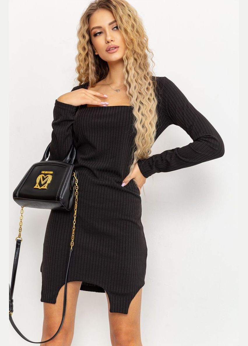 Чорна сукня однотонна, колір чорний, 176r1048 Ager