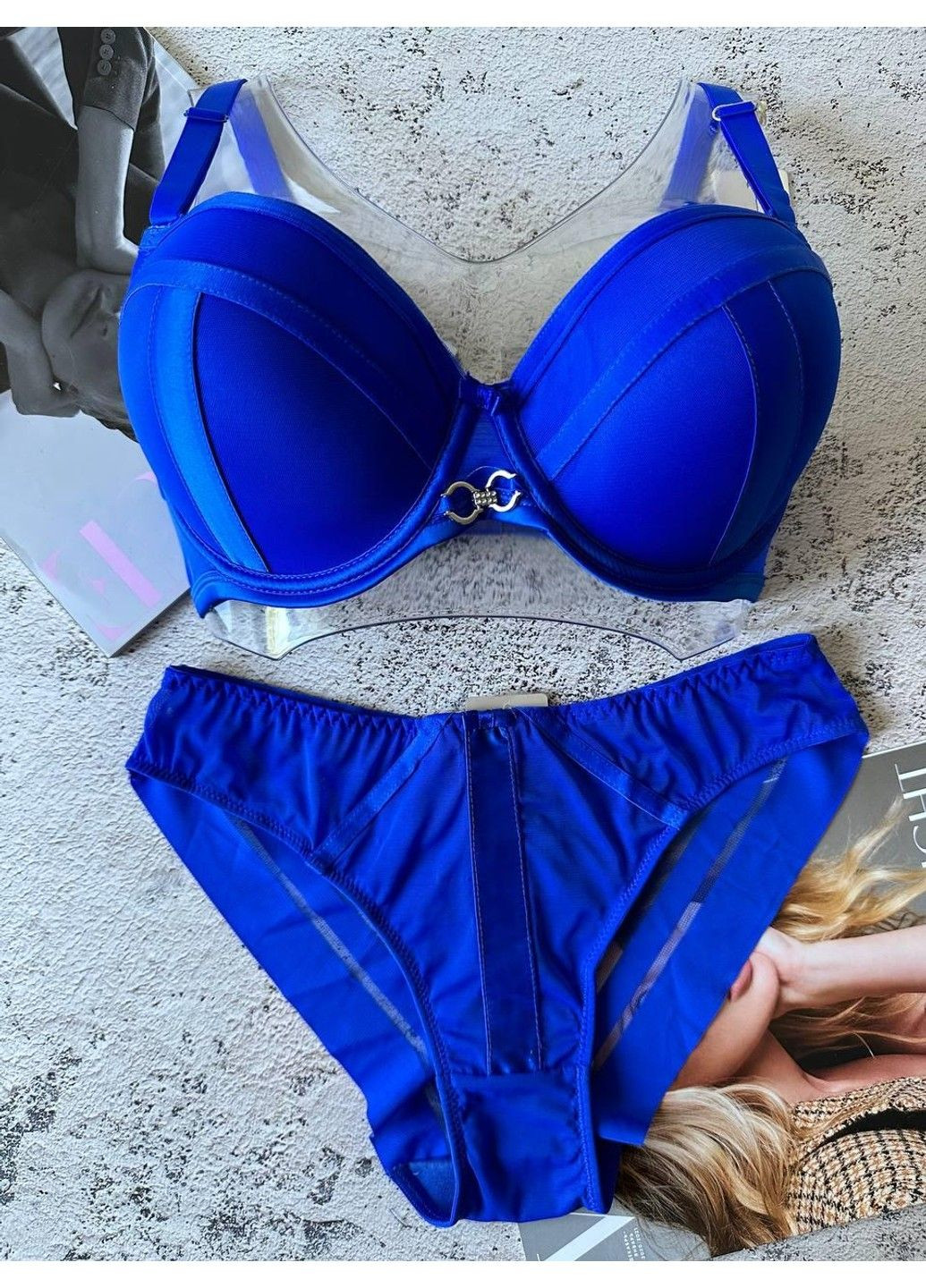 Синій жіноча нижня білизна на чашку d, трусики та бюстгальтер комплект синій Weiyesi
