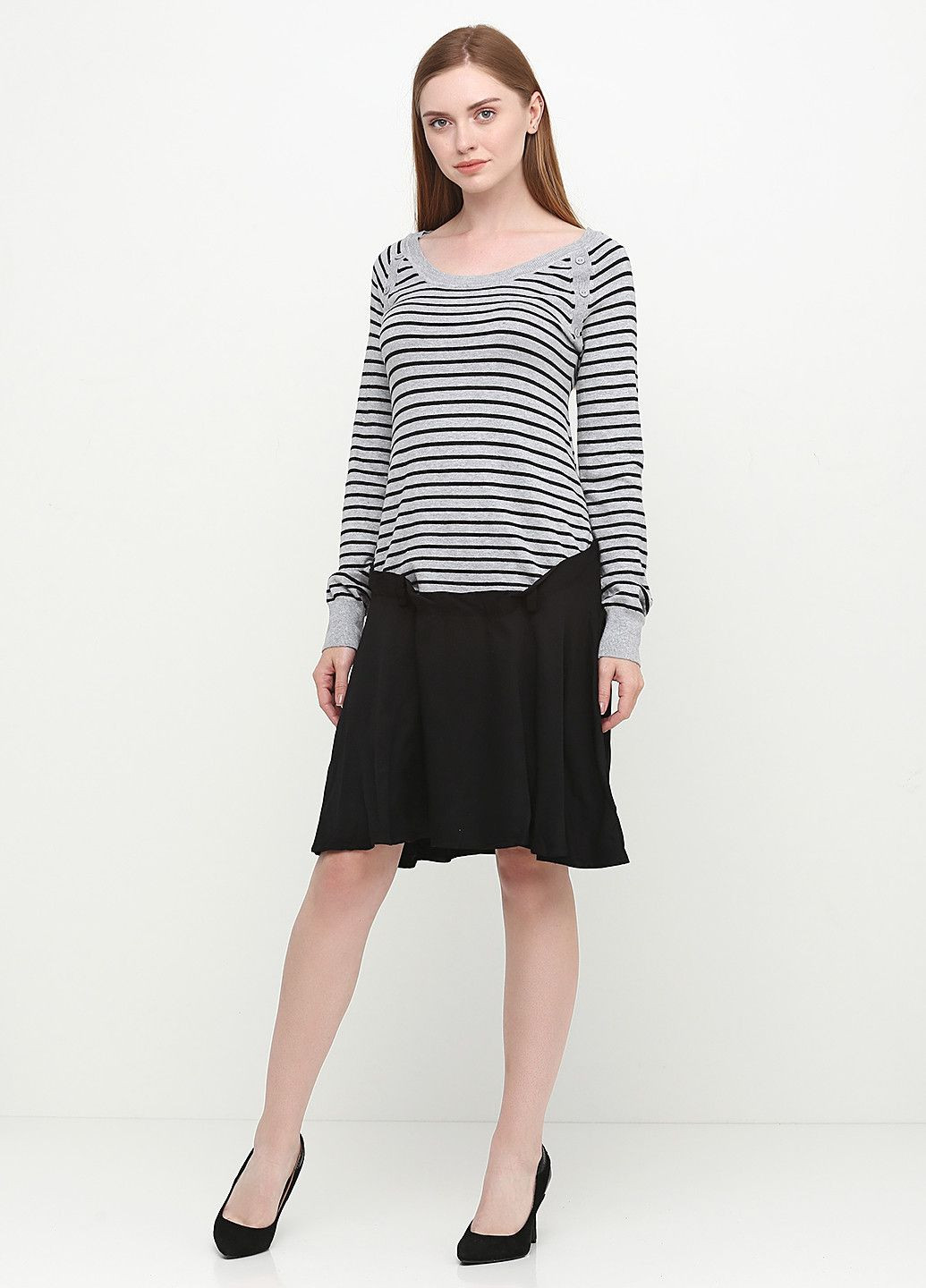 Серое повседневный платье серо-черный Maternity