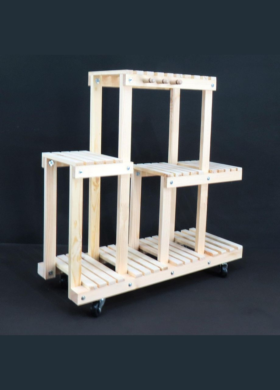 Подставка для цветов из дерева Шатийон на колёсиках бланже (ЦВТ-111301) No Brand (328227042)