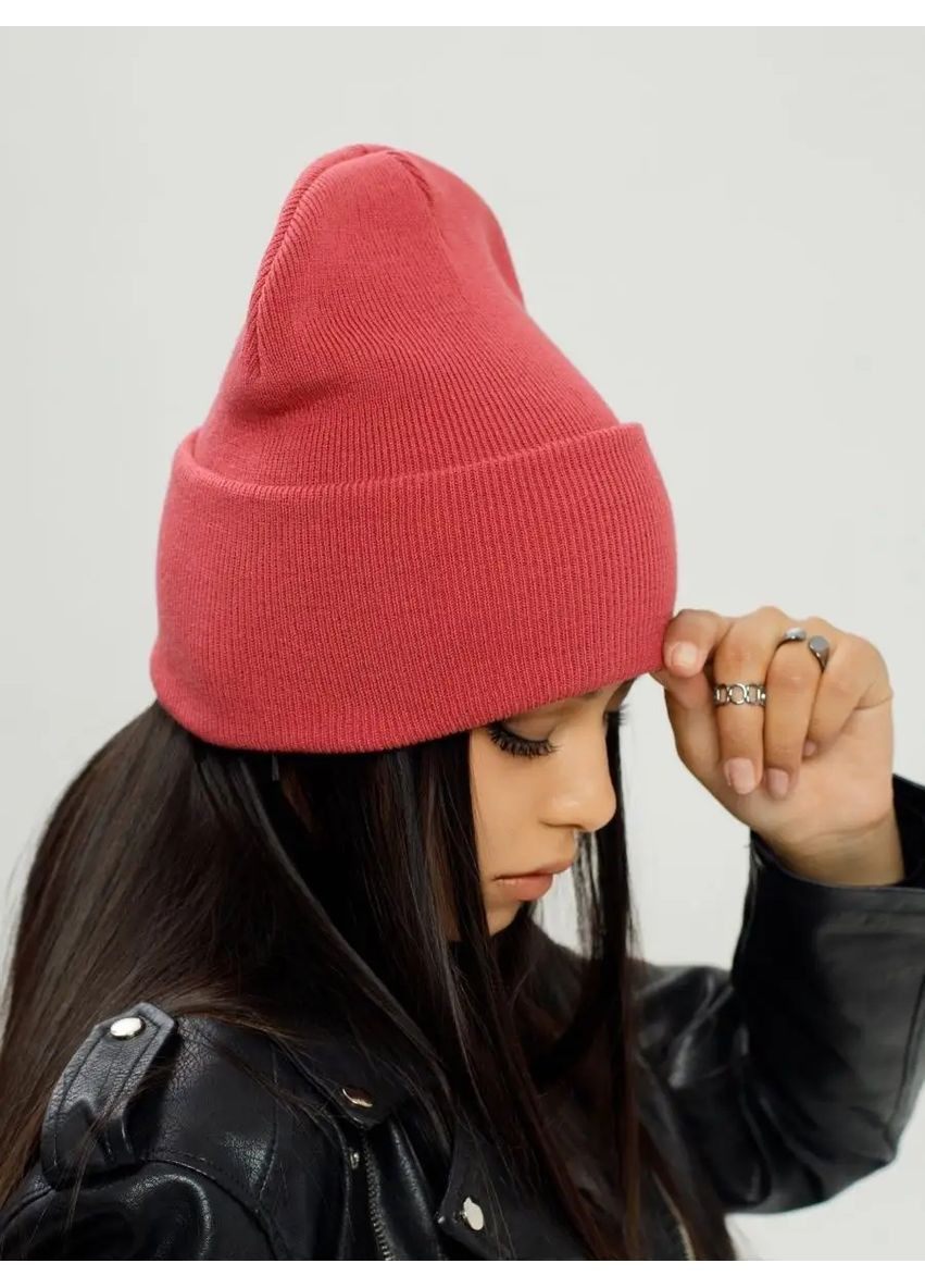 Молодежная двухслойная шапка бини лонг No Brand Шапка біні лонг лопата (362411548)