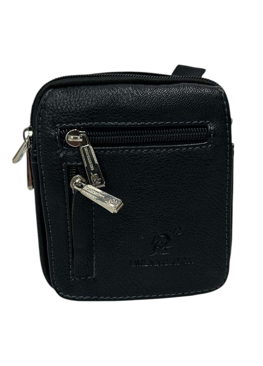 Чоловіча сумка з еко-шкіри Omennorton 606 чорна 14х13х7 No Brand (371681917)