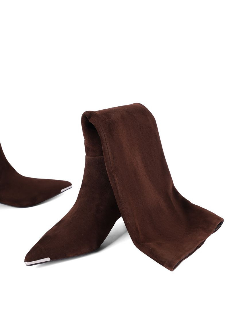 Осенние женские сапоги g015-1817 коричневый велюр MIRATON