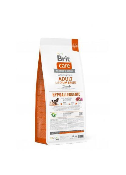 Сухий корм Dog Hypoallergenic Adult Medium Breed для собак середніх порід, гіпоалергенний з ягням, 12 кг Brit Care (322874372)