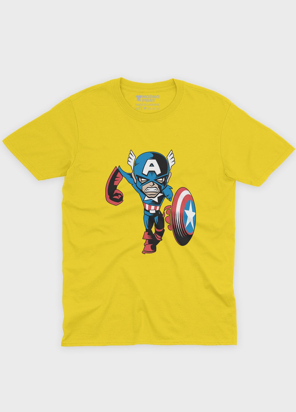 Желтая мужская футболка odno с принтом супергероя - капитан америка m (ts001-1-sun-006-022-014) Modno