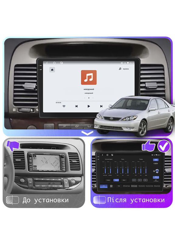 Штатна магнітола 9" для Toyota Camry V (XV30) Рестайлінг 2004-2006 4/64 QLED CarPlay 360 Prime 5 шт. Lesko (336205858)