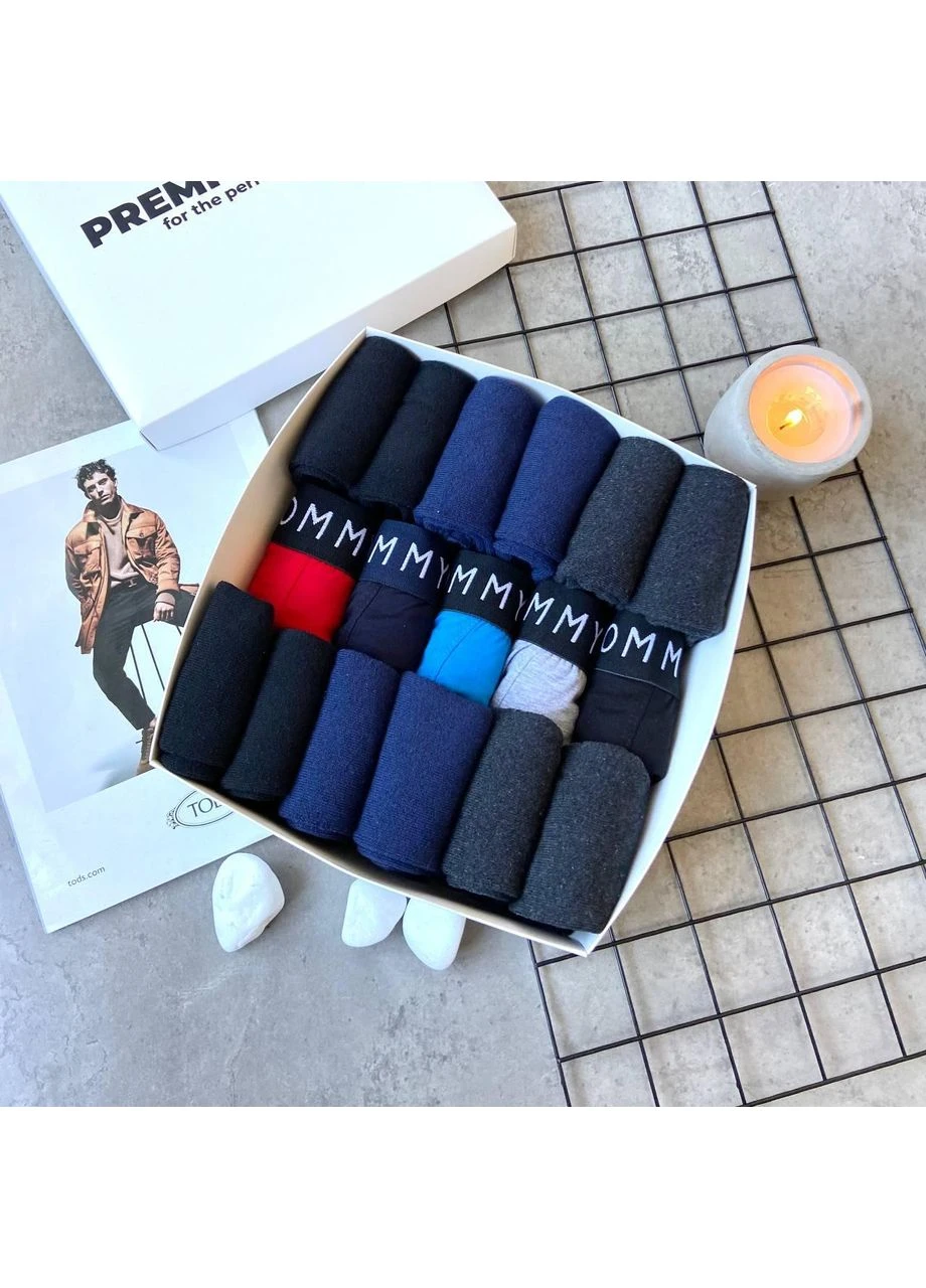 Комбинированный демисезонный мужской набор трусов и носков premium box th 5 шт трусов 12 пар носков махра seli No Brand
