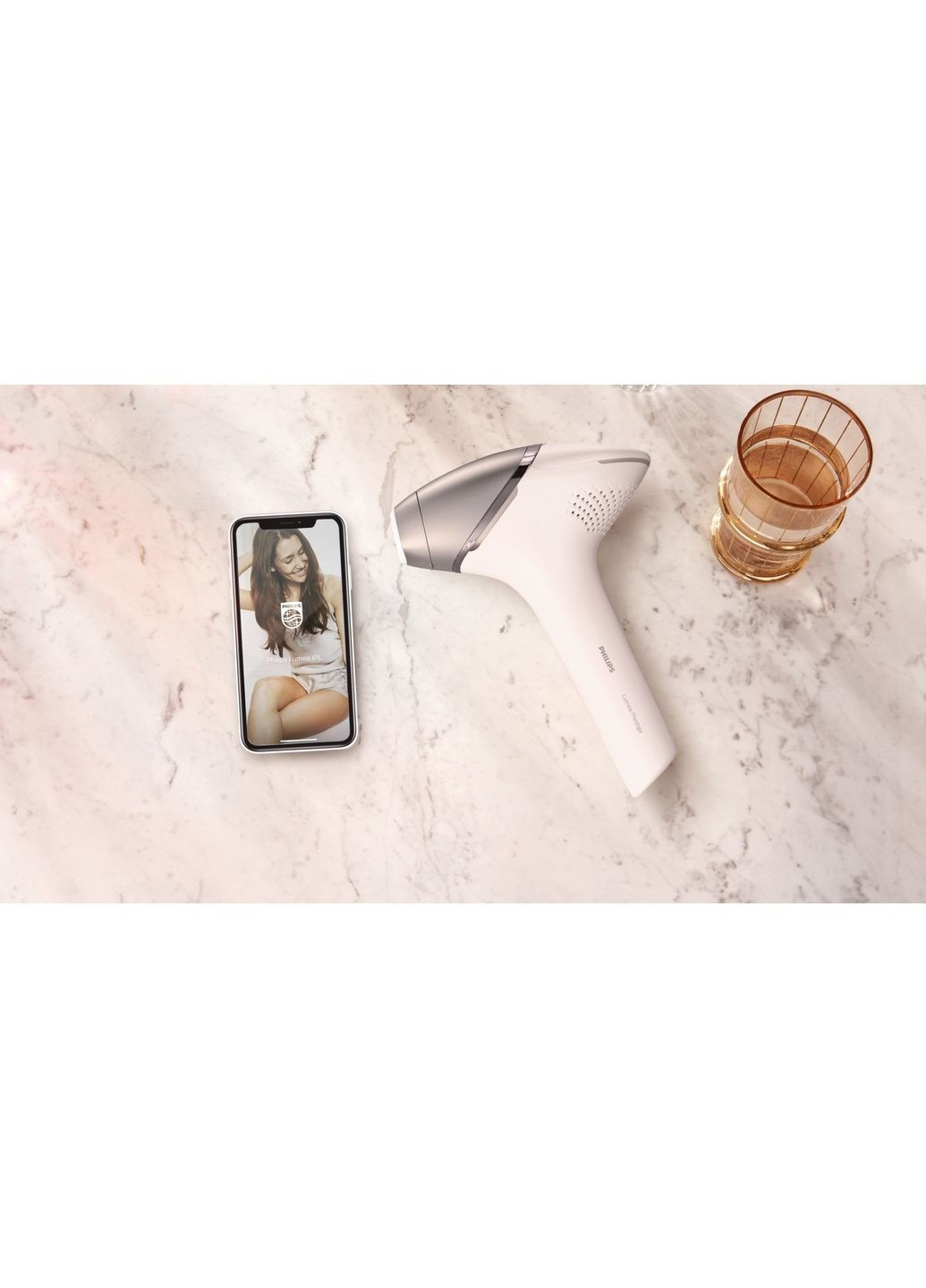 Фотоепілятор Lumea IPL 9900 Series, акумуляторний, кіл-ть спалах.-450000, 2-4 см2, насадок-3, футляр, біло-золотий Philips (372460784)