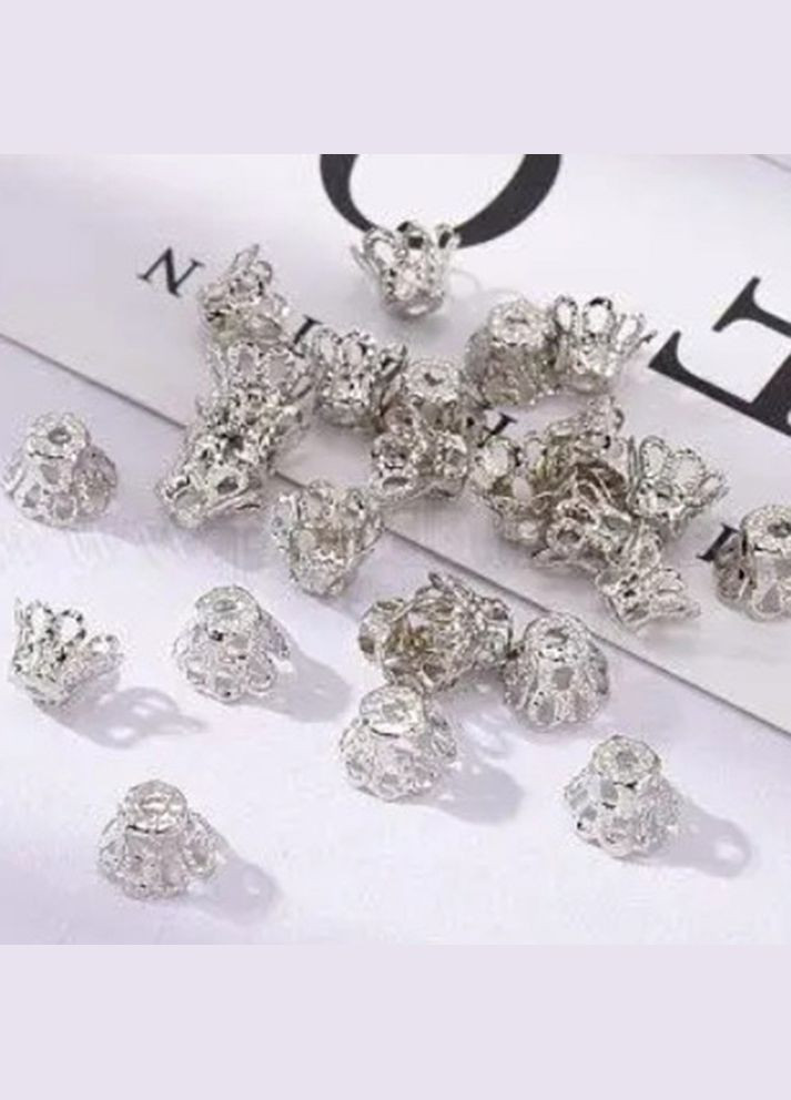 Обіймачі для намистин 8х6 мм, срібло (10 шт) No Brand (341730608)