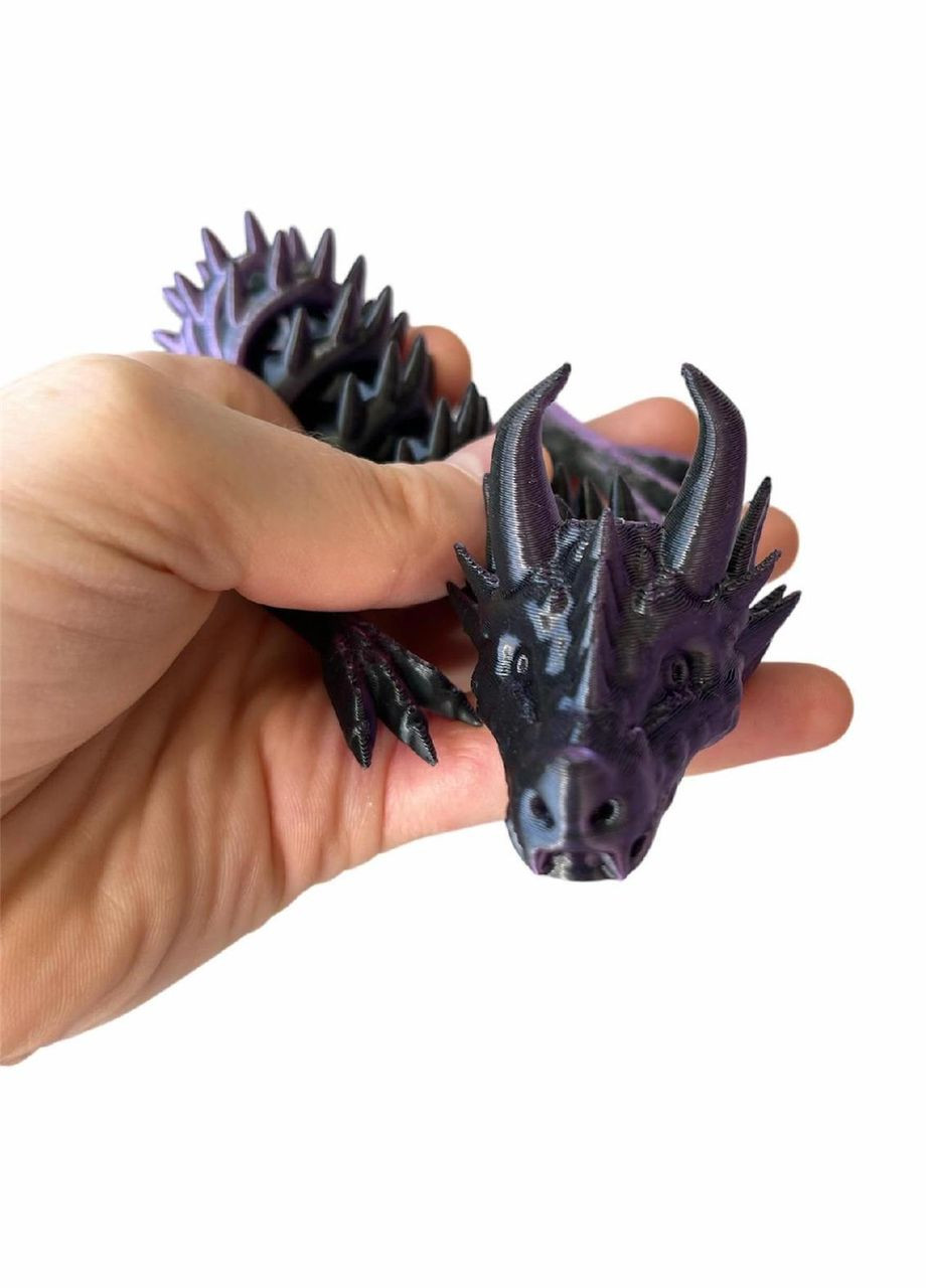 Іграшка-антистрес «Дракон» 3D — гнучкий сегментований фіджет фіолетово-чорний No Brand (366890061)