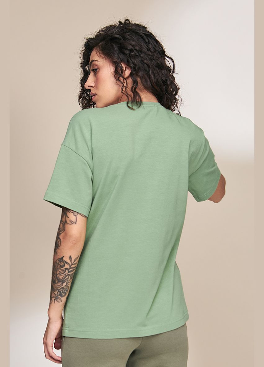 Світло-зелена стильна футболка для вагітних та годуючих мам зелена Юла мама