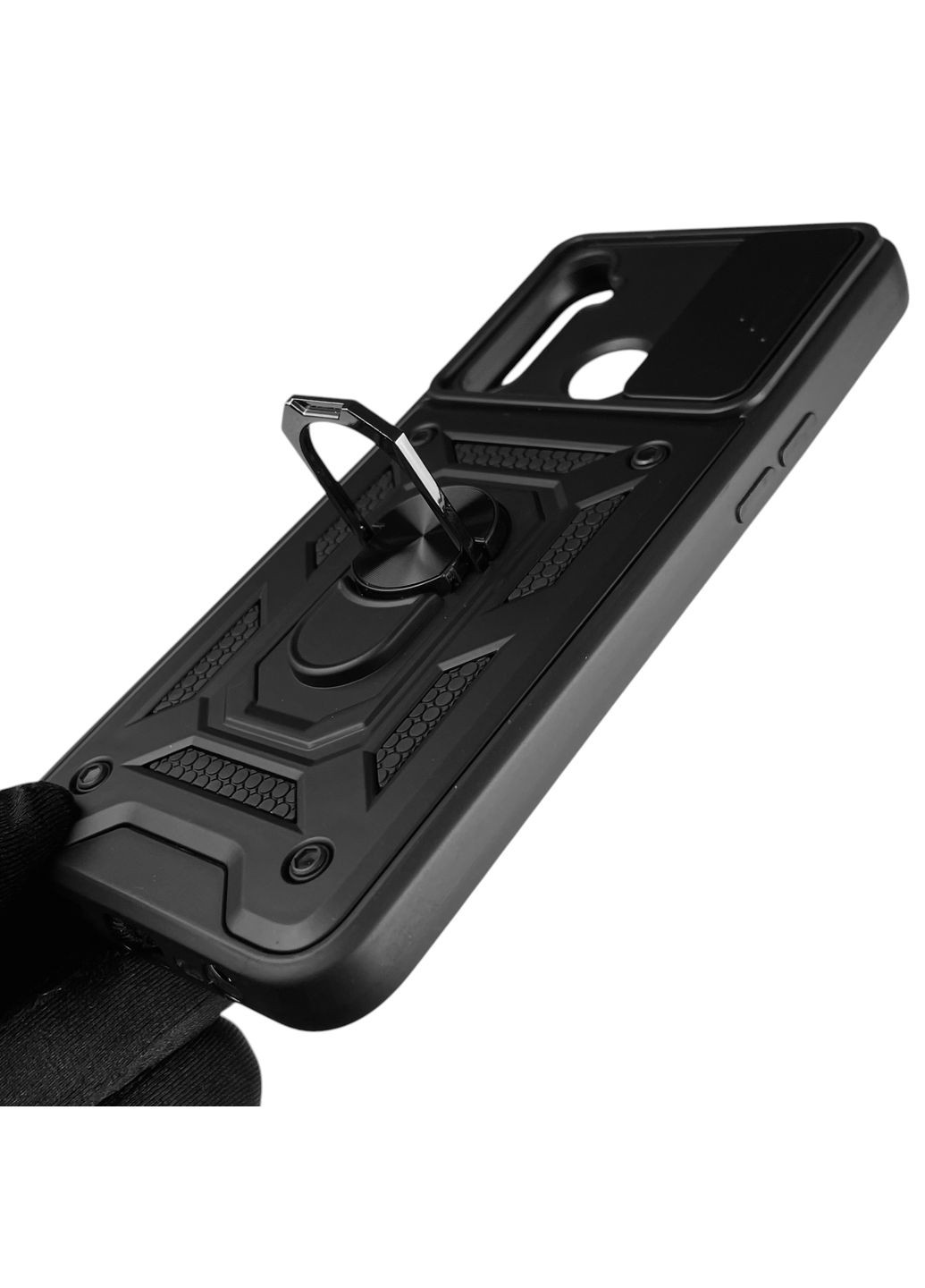 Чохол для 6i броньований з кільцем-тримачем підставкою зі шторкою на реалмі 6 ай чорний rg1 Realme (366229764)