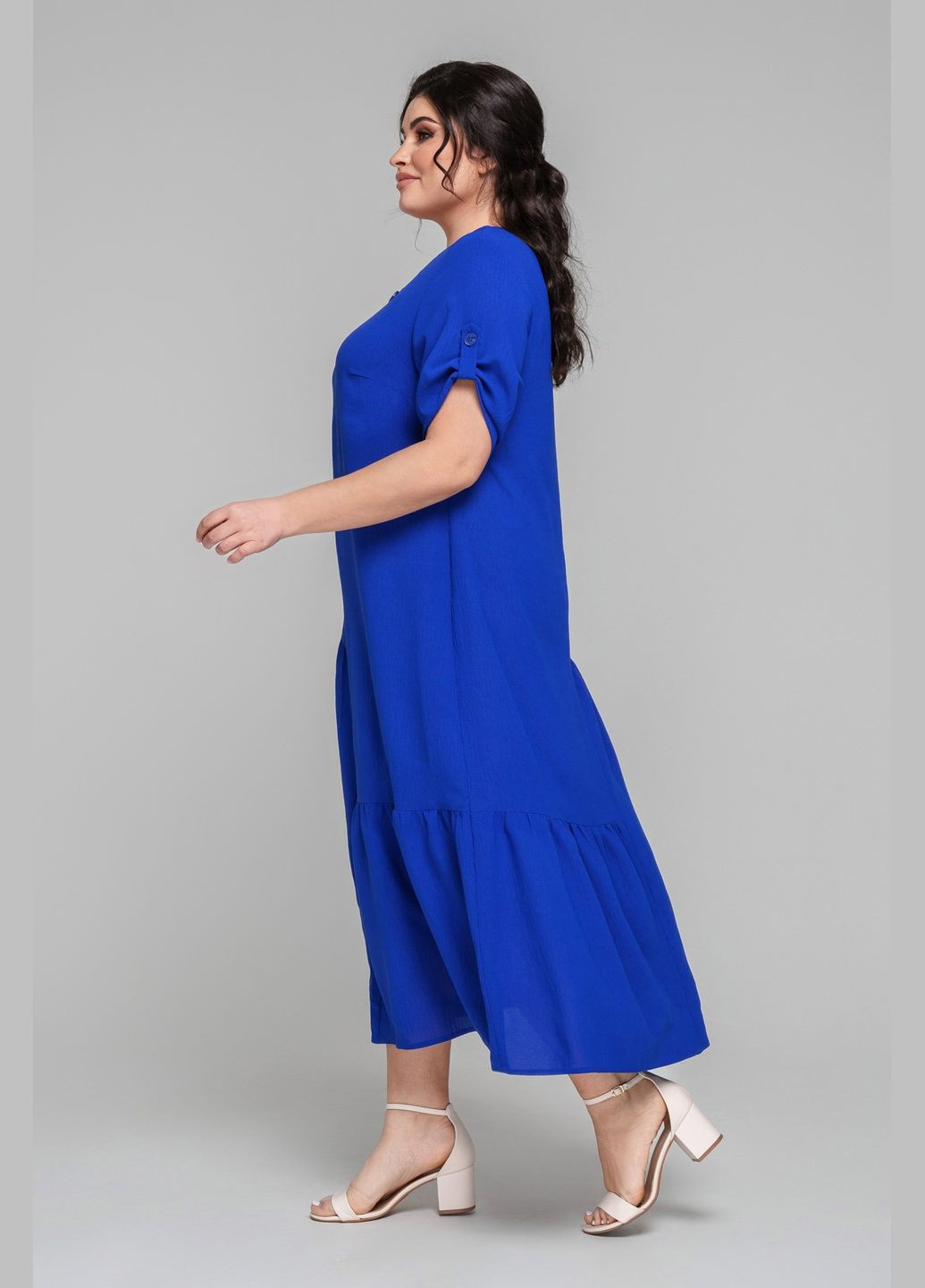 Темно-синя повсякденний жіноча однотонна сукня прямого силуету all posa (ap101849p) A'll Posa