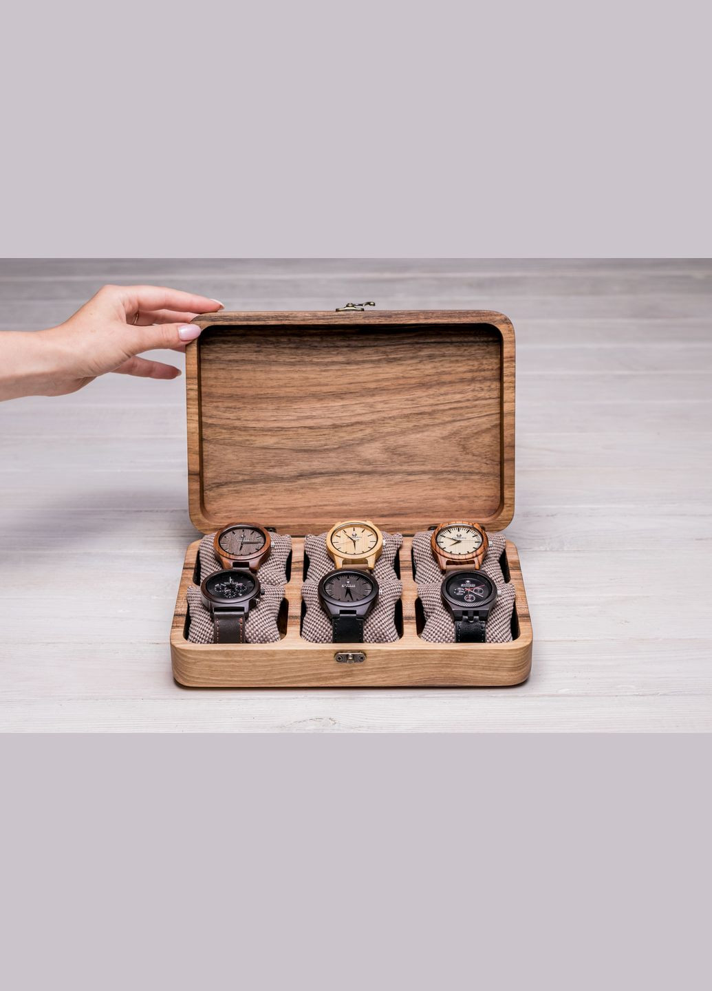 Цельная шкатулка для шести часов с персональным логотипом EcoWalnut (295443833)