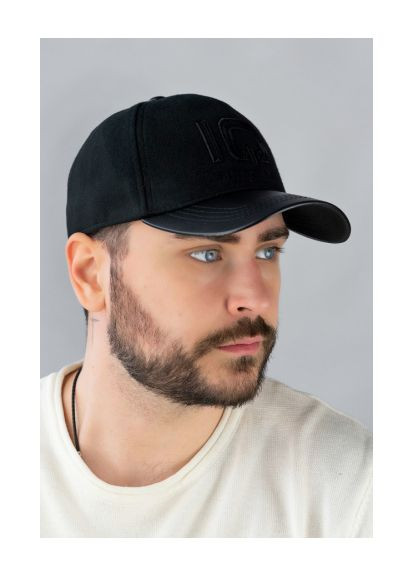 Мужская бейсболка кашемировая "Timeless", козырек экокожа, вышивка Braxton (366340633)