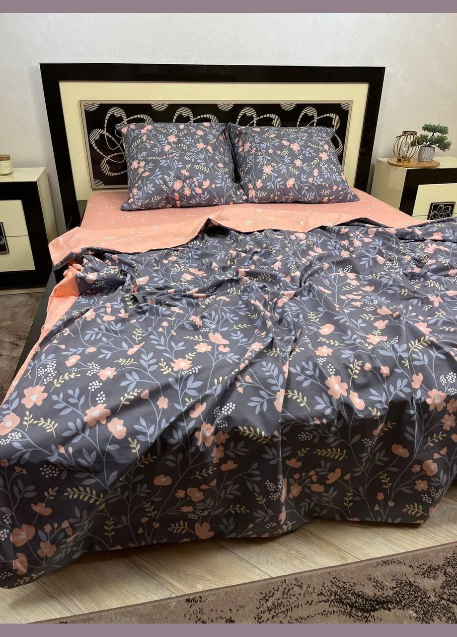 Постельное белье хлопковое Сюзана Полутораспальное 180 x 220 Бязь Серое 70 х 70 No Brand (303356918)